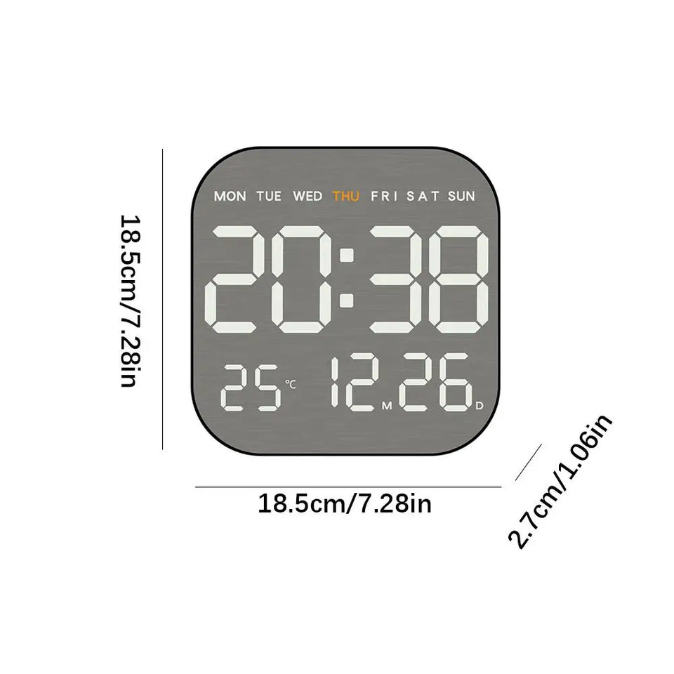 Metal Brushed Wall Clock Multifunctional Electronic Clock LED Electronic Alarm Clock Minimalist Alarm Clock LED Electronic Clock