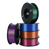 KINGROON 5KG Silk Tricolor PLA Filament 1.75mm, Three-colour Coextrusion 3D Printing Material, New Color Change, 5Roll 1kg/Spool