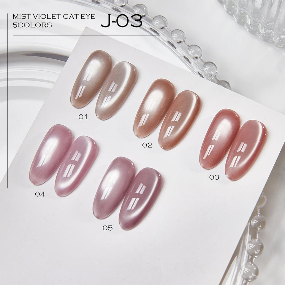 Vendeeni 5 Colors/Set Crystal Cat Eye Gel Nail Polish Semi Permanent Sparkling Magnetic UV LED Soak Off Gel Varnish With Display
