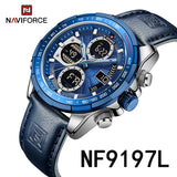 NAVIFORCE Top Military Quartz Watches for Men Luxury Sports Chronograph Watch Waterproof Clock Leather LED Digital WristWatch