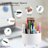 360 Degree Rotatable Pen Holder, 5 Slots Office Desk Organizer, Pencil Holder for Desk Multi-Functional Pencil Cup Desktop Stati