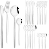 24pcs Stainless Steel Cutlery Set Knife Coffee Spoon Fork Dinnerware Set Mirror Durable Flatware Western Party Kitchen Tableware