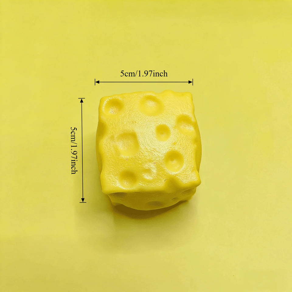 Soft Cheese Cube Squishy Toy - Simulation Squeeze Stress Relief Sensory Fidget Toy for Adults Focus Training Anxiety Relief Gift