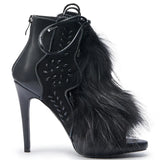 Fur Peep Toe Cross Tied Platform Sandal Boots Sexy Round Toe Thin Heel Zippeer New Arrivals Fashion Women Modern Boors
