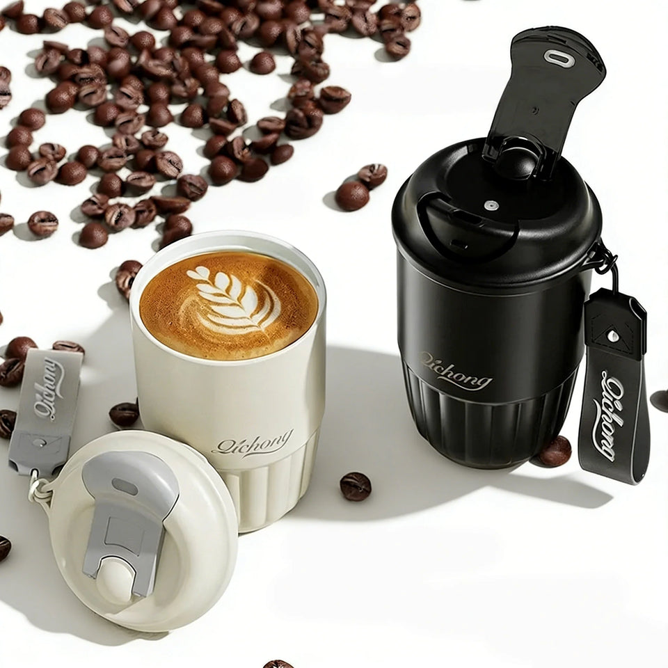 410ml Ceramic Liner Thermos Coffee Cup Double Wall Stainless Steel Vacuum Insulated Thermos For Coffee Thermal Mug Tumbler Gift