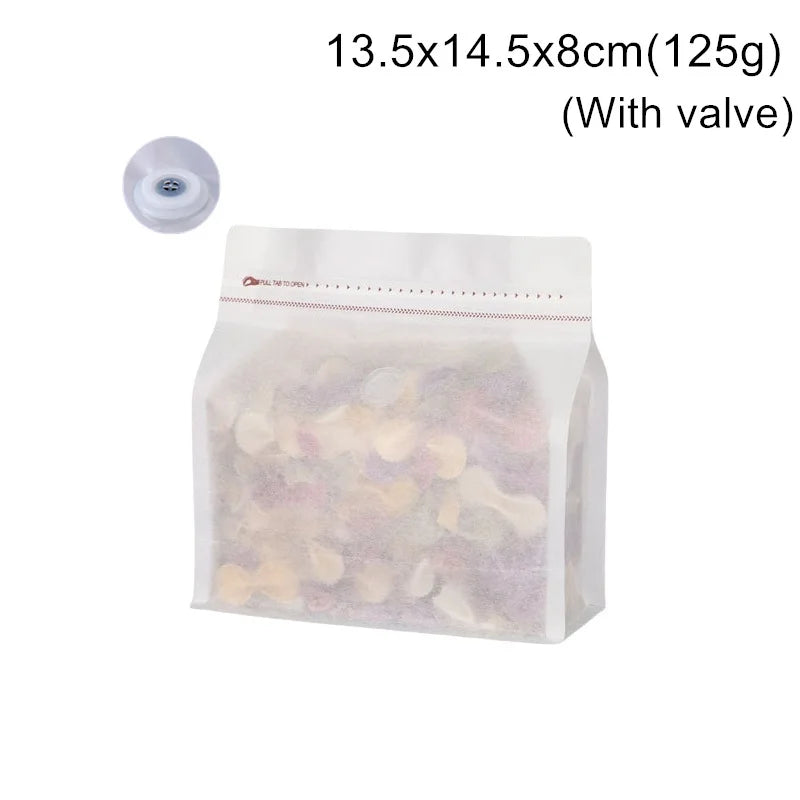 StoBag 50pcs White Cotton Paper Coffee Beans Packaging Bag with/No Valve Sealed for Powder Nuts Storage Stand Up Reusable Pouch
