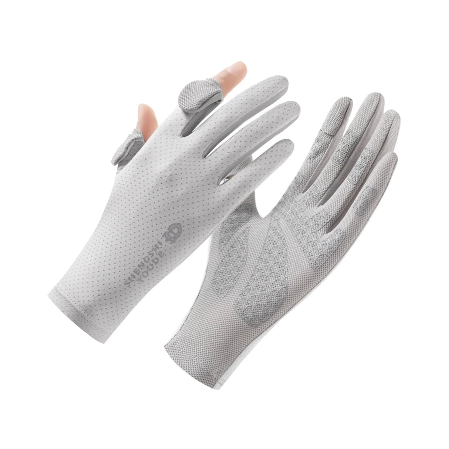 Sunscreen gloves for men and women, touch screen, ice silk thin design, large size, summer outdoor driving, cycling, rider, sun