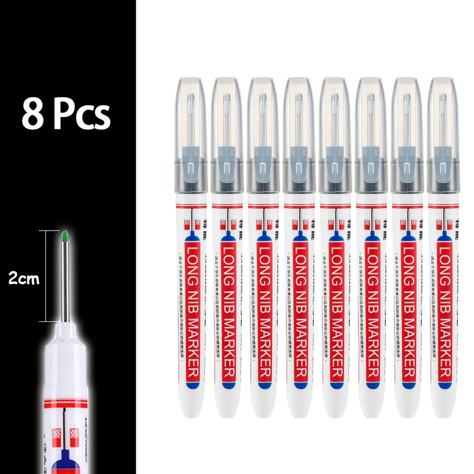 4-80Pcs 2cm Waterproof Long Head Markers Deep Hole Marker Pen for Metal Carpenter Red/Black/Blue/Green Ink Woodworking Tools