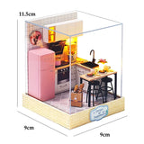 Coffee Shop Wooden Mini Doll House DIY Small House Kit  3D Puzzle Assembly Toy Miniature Dollhouse With Furniture Lighting Gifts