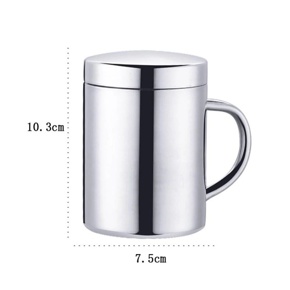 400/260/210ML 304 Stainless Steel Coffee Mug Double Insulation Drinking Cup Tea Cup with Lid