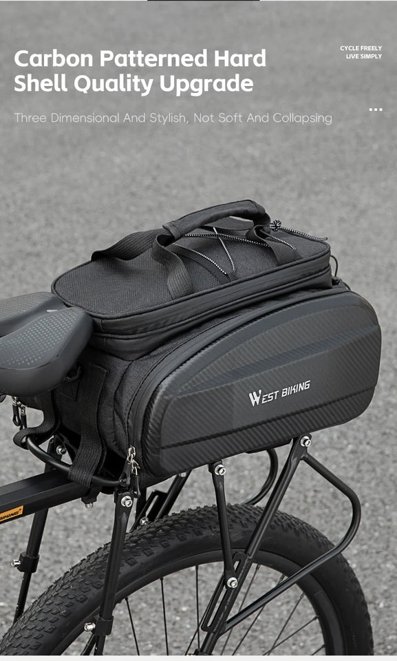 WEST BIKING Cycling Trunk Bag Large Capacity Bicycle Pannier Multifunctional Reflective Bike Bag Travel Bag MTB Bike Accessories