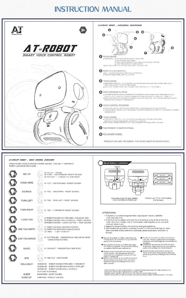 Toy Robot Intelligent Robots Russian & English & Spanish Version Voice & Touch control Toys Interactive Educational RC Robot