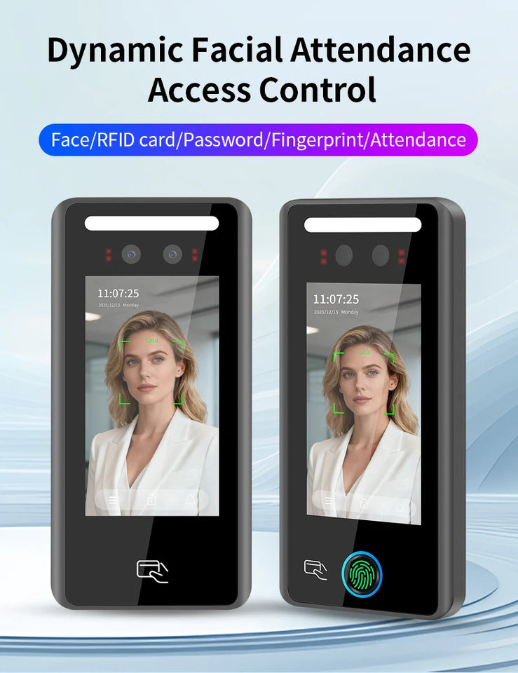AI-Powered Biometric Fingerprint and Face Recognition 4.3in Turnstile Card Reader for Time Attendance and Access Control