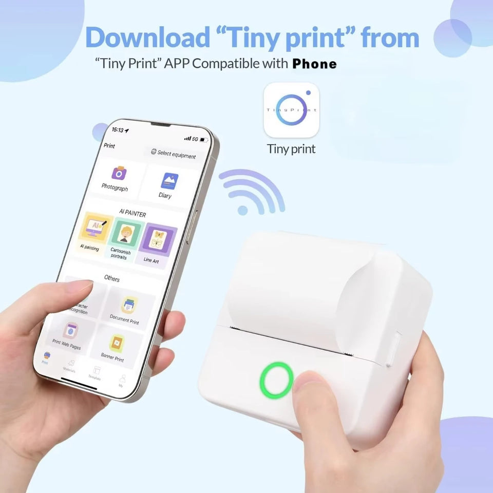 Mini Portable Printer,Thermal Label Maker Printer,For Wireless Bluetooth Photo Memo Stickers Inkless Suitable For Home, Office