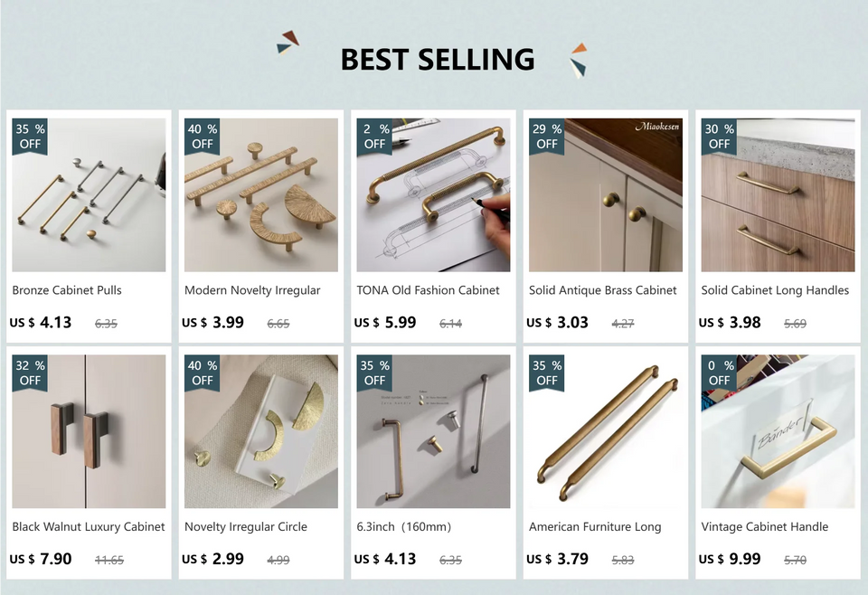 Antique Brass Handle with Backboard Vintage Cover Up Furniture Handle Drawer Cupboard Bar Pull Handle for Home