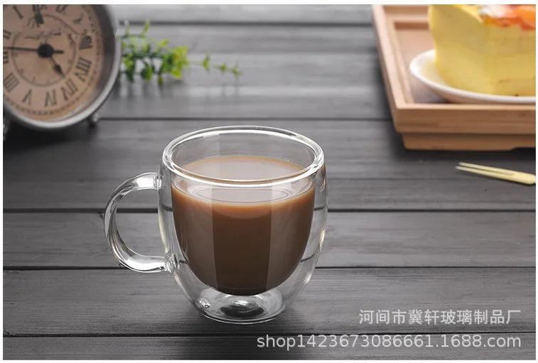 150/250/350/450ml Heat Resistant Double Wall Coffee Cup Transparent Glass Whiskey Tea Milk Cups Cold Beverage Wine Mug Drinkware