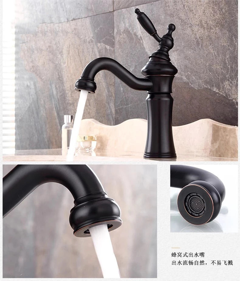 Chrome Basin Faucet Brass Black 360° rotatable basin faucet European-style Hot and Cold mixing faucet Brushed