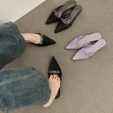 Sandalias De Mujer Verano 2025 Luxury Women's Sandals in Summer Design Pointed Low Heel Sexy Women's  Outdoor Muller Shoes.