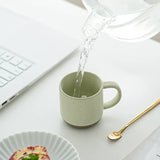 Speckled Ceramic Coffee Mug Modern White Frosted Design with Handle Unglazed Base Custom Small for Cafe