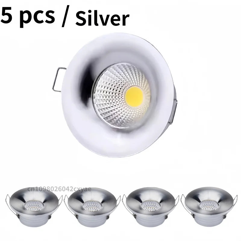 5pcs/lot dimmable mini COB downlights, 3W spotlights, LED recessed ceiling lights, AC85-265V household and commercial lighting