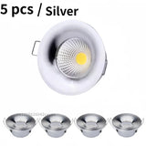 5pcs/lot dimmable mini COB downlights, 3W spotlights, LED recessed ceiling lights, AC85-265V household and commercial lighting