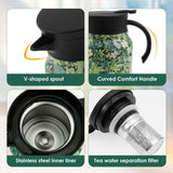 1000ml Vintage Floral Tea Thermos Stainless Steel Tea Kettle Drip-Proof Tea Pot With Tea Infuser Mini Thermo Coffee Pot