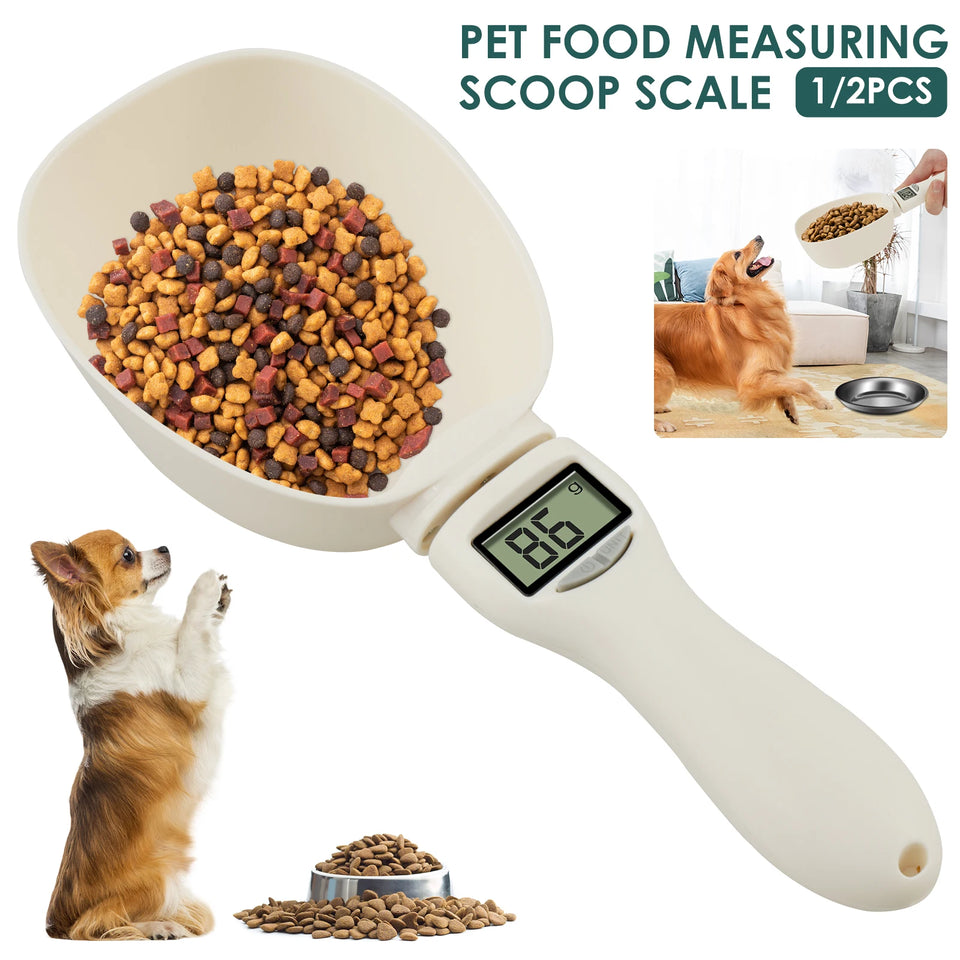 Pet Food Measuring Scoop with LED Display Feeding Spoon Kitchen Scale Portable Daily Meals Pet Dog Food Gadgets for Kitchen