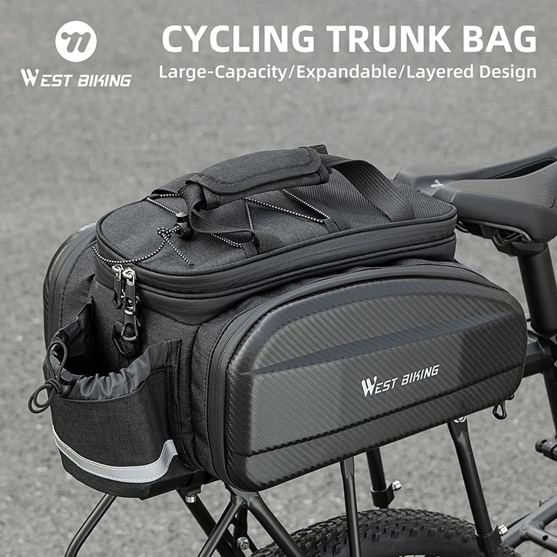 WEST BIKING Cycling Trunk Bag Large Capacity Bicycle Pannier Multifunctional Reflective Bike Bag Travel Bag MTB Bike Accessories