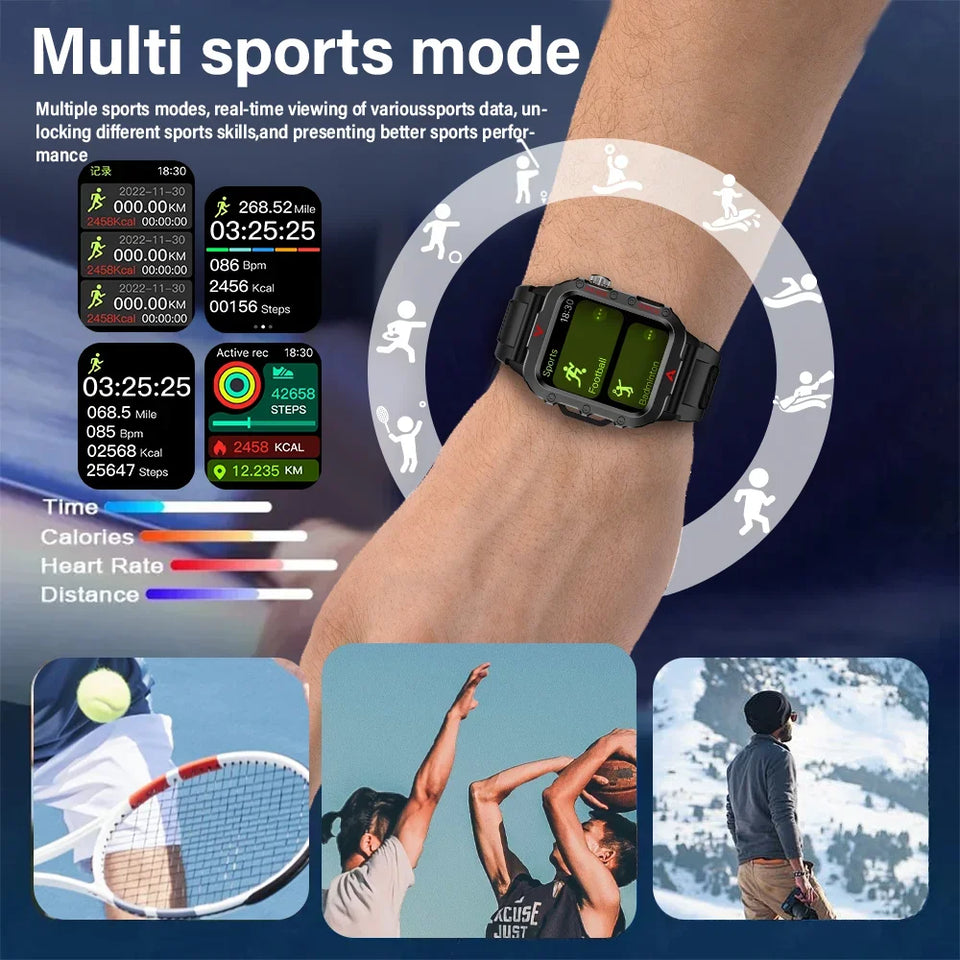 2025 New LED Men's Smartwatch 1.73" Screen Bluetooth Answer Call Smartwatch Multi Sport Modes Health Monitoring Fitness Watches