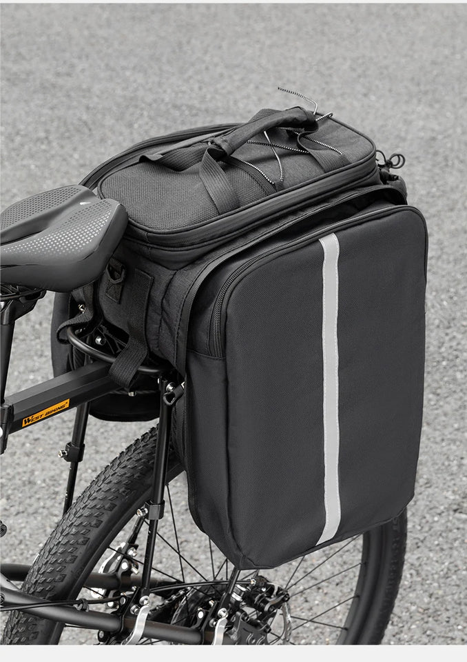 WEST BIKING Cycling Trunk Bag Large Capacity Bicycle Pannier Multifunctional Reflective Bike Bag Travel Bag MTB Bike Accessories