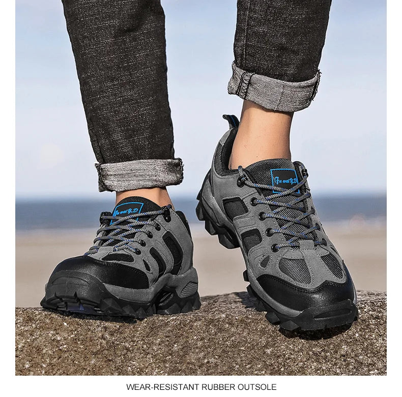 Spring Casual Shoes Men Breathable Comfortable Lace Up Walking Shoes Autumn Classic Outdoor Sneakers Thick-Soled Hiking Shoes