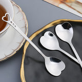 Coffee Spoons Creative Valentines Day Coffeeware Heart-Shaped Silver Kitchen Accessories Dinnerware Portable Stainless Steel