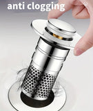 Press-Type Sink Drain Plug - Leakproof Stainless Steel | Fits Kitchen & Bathroom Sinks | Easy Install Anti-Clog Drain