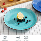 vancasso Bonita Blue 10.4 inch Dinner Plate Set of 6, Handpainted Big Plate Set in Rustic Look, 26.5cm Serving Plate for Dinner/