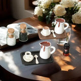 Handcrafted 7Pcs Miniature Dollhouse Coffee Cup Scene Model with Tray Plate, Perfect for Desktop Decoration