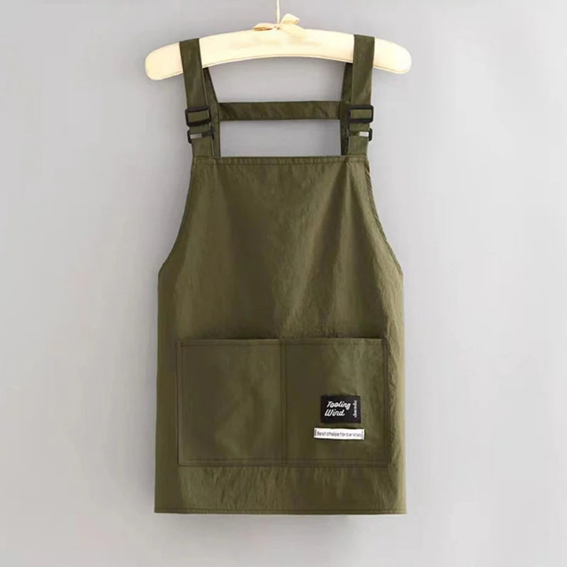 【Peace】Household Canvas Apron Oil-proof Can Wipe Hands Kitchen CookingMen Women Adult With Tool Pocket Fashion Coffee Over Apron