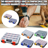 Hardware Organizer Box 34 Compartments Organizer W/ Removable Dividers Double Side Screw Organizer For Nuts, Bolts Screws Nails