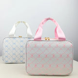 2PCS/SET Trendy Flower Bow Printing School Bag Lunch Bag Large Capacity Nylon Backpack Cute Students Insulation Ice Bento Box