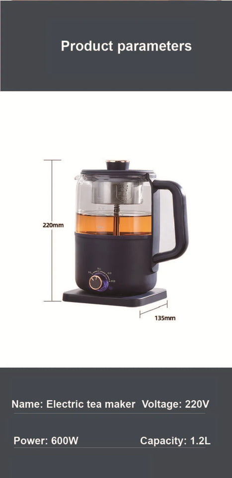 1.2L Pu'er Black Tea Glass Teapot Automatic Insulation Steam Teapot Household Electric Kettle Multifunctional Health Pot 220V