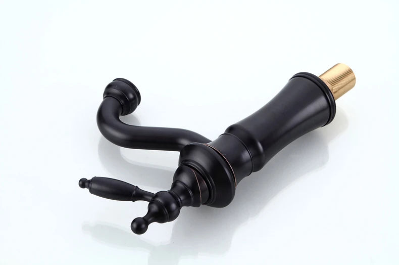 Chrome Basin Faucet Brass Black 360° rotatable basin faucet European-style Hot and Cold mixing faucet Brushed