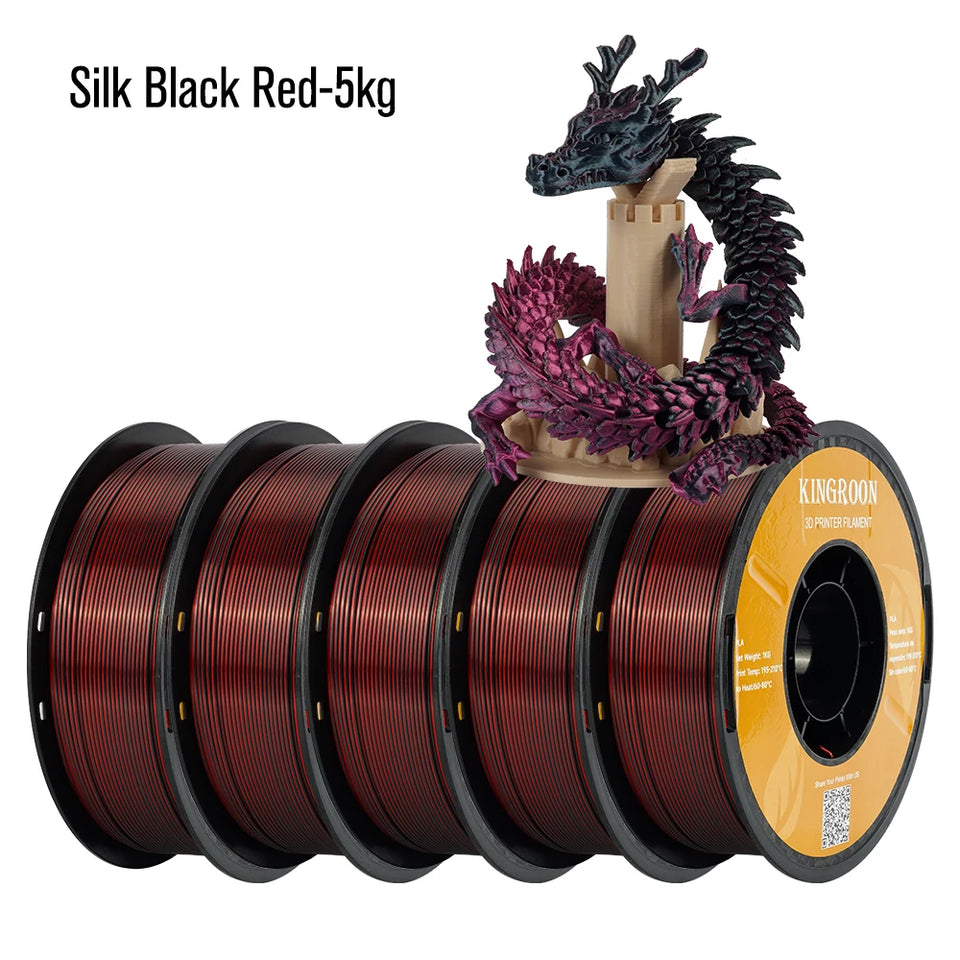 KINGROON Silk Dual-color PLA Filament 3D Printer 1.75mm 11/22 lbs Silk PLA Filament Plastic Materials 3D Printing Special Color