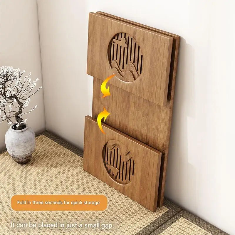 Japanese Style Pure Bamboo Foldable Coffee Table Real Wood Tatami Low Sitting Floor Mat Small Tea Table Window Seat Table