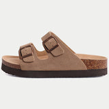 Gacimy Women Fashion Thick Sole Leather Clogs Slippers Classic Women's Mules Cork Clogs Slipper Outdoor Deep Heels Shoes Sandal