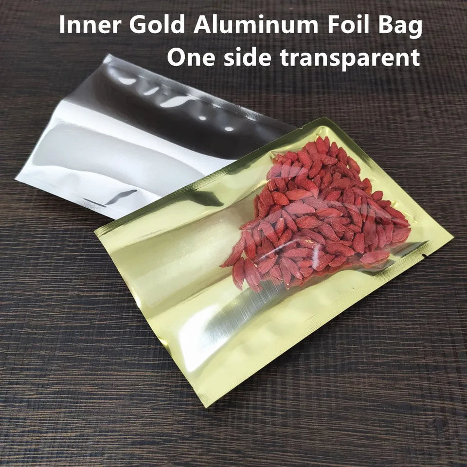 100pcs Silver Dumb Aluminum Foil Bags Heat Seal - Top Open Mylar Foil Bag Matte Surface Plastic Food Package Spices/Sauce Pouch