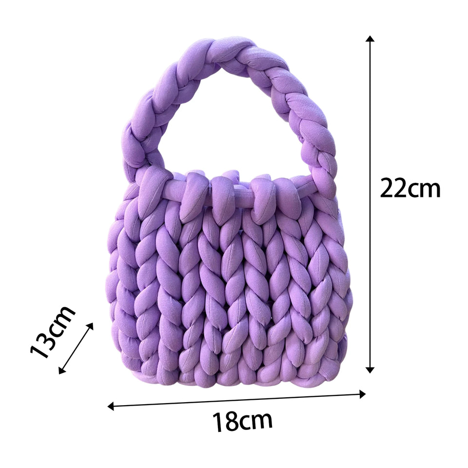 Women Crochet Bag Handbag Woven Chunky Shoulder Bag for Spring Summer,Women Shoulder Bag Handbag Beach Travel Underarm Bag