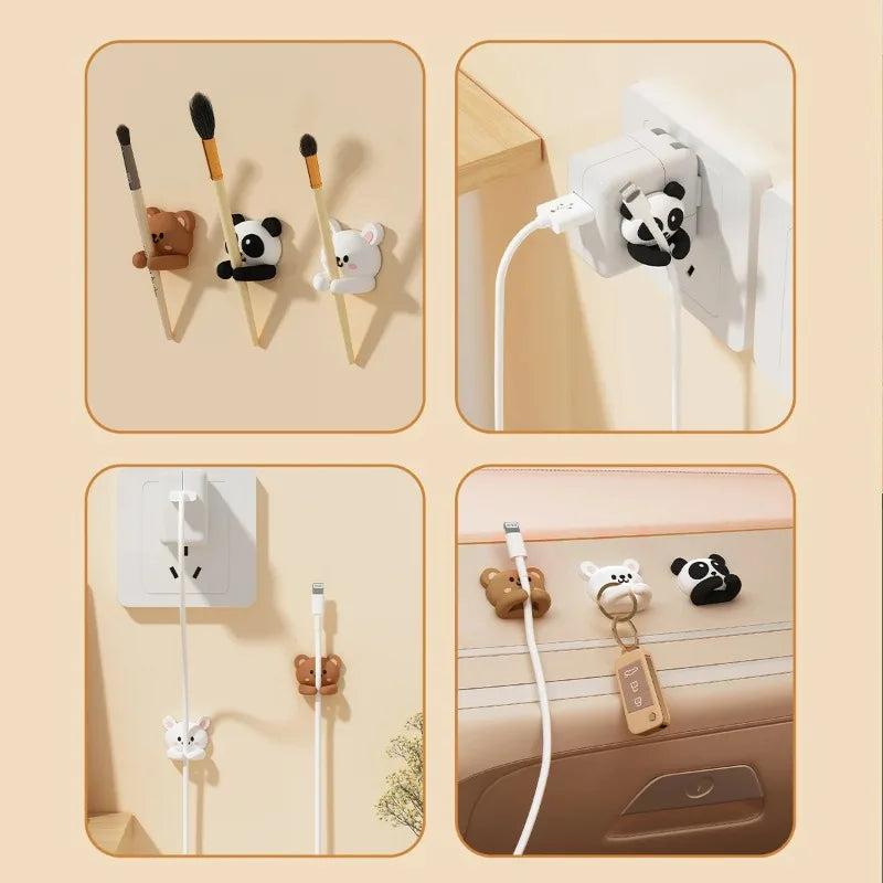 Desktop Data Cable Fixer Nail-free Seamless Silicone Cable Organizer Mouse Cable Headset Multifunctional Winder Desk Organizer