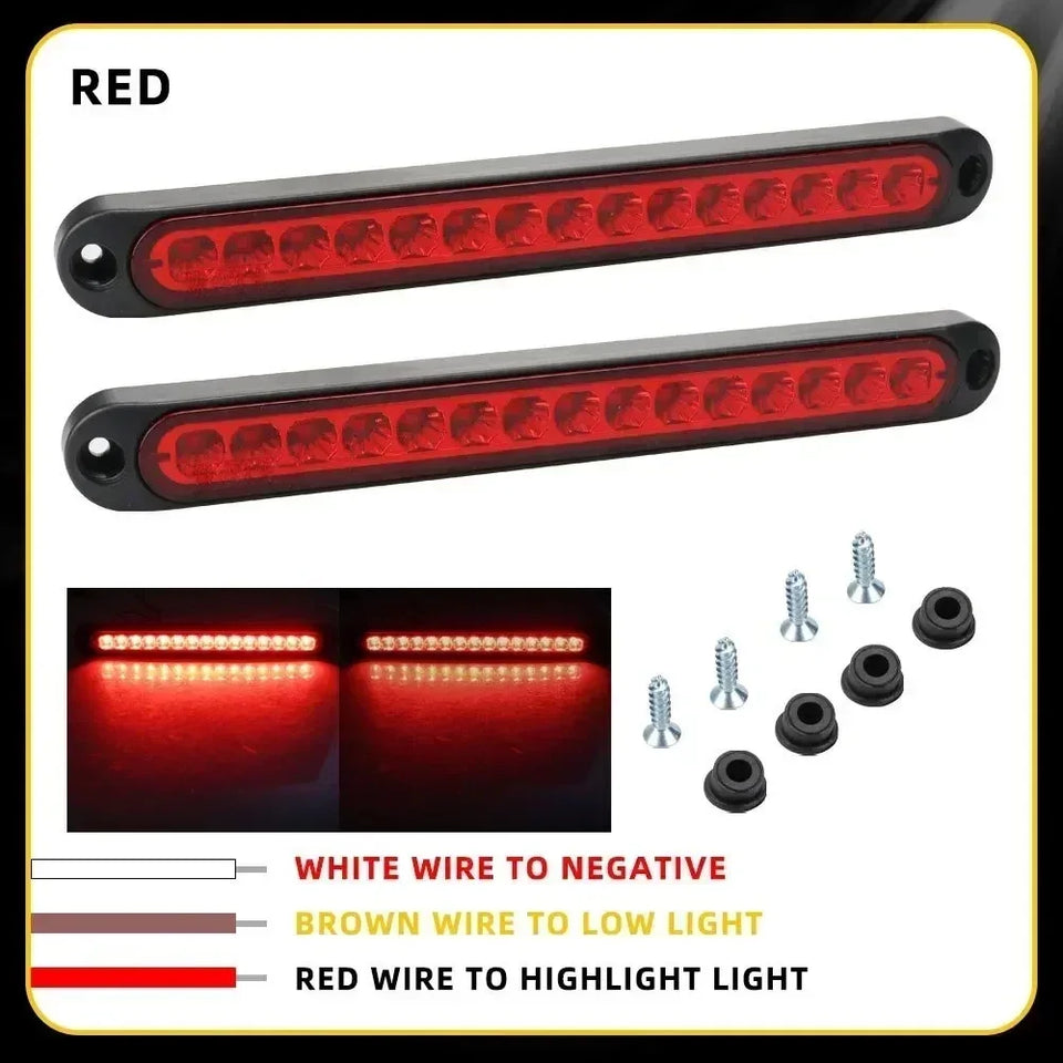 2pcs 15-LED Third Brake Light Assembly, 12V/24V Multi-Position Rear Warning Lamp for Truck Trailer Commercial Vehicles