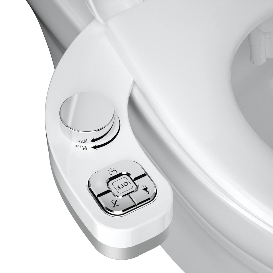SAMODRA Button Bidet - Non-ElectricSelf  Cleaning Dual Nozzle (Frontal and Rear Wash) Fresh Water Bidet Toilet Seat Attachment