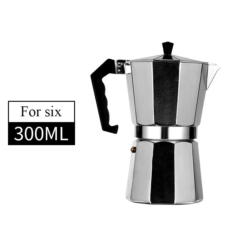 Mocha Coffee Pot Stovetop Espresso Maker Aluminum Silver Coffee Percolator Home Hand-brewed Octagonal Moka Pot Kitchen Utensils