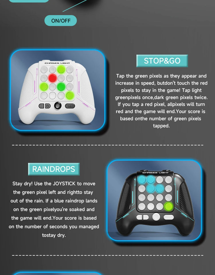 Chases Light Game Console Electronic Pop Light Up Quick Push Game Handle Toys for Children Adults Fidget Anti Stress Relief Toys